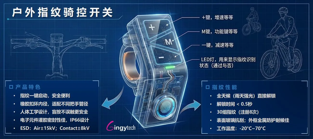 户外指纹骑控开关